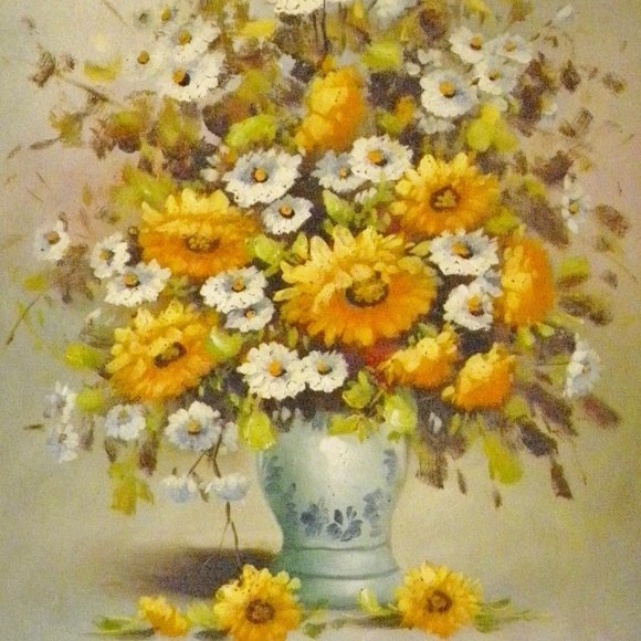 Oil painting on the canvas  ---Daisy flower opend - Picture 1 of 4